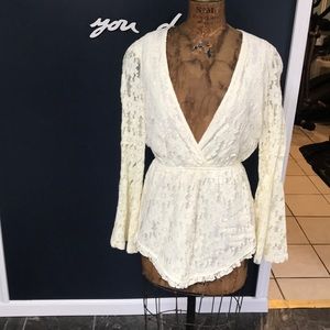 Long sleeve white lace dress